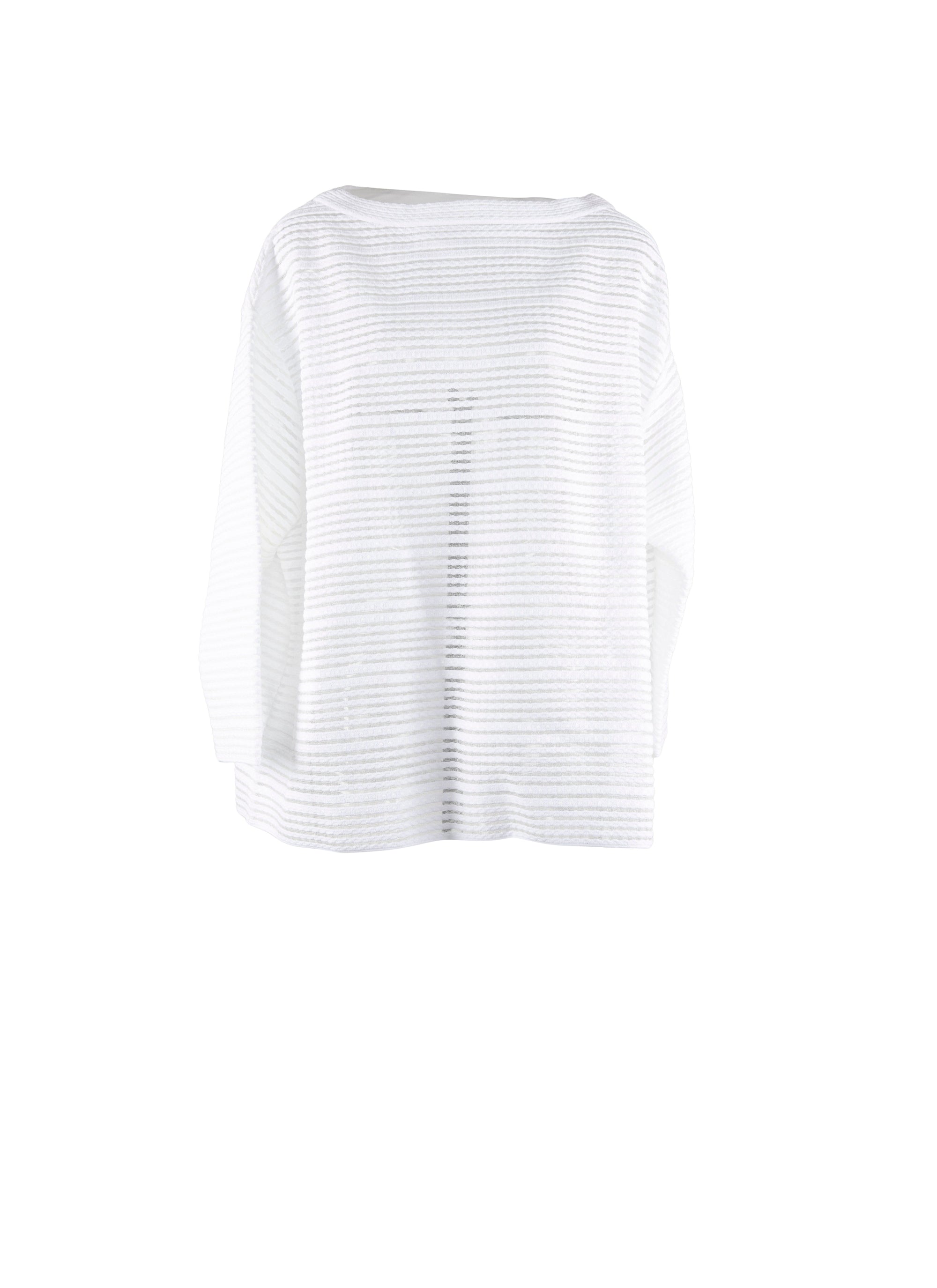 Pull rayé à manches longues Brocart en maille - Blanc