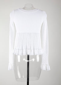 Pull à manches longues Falbalas en maille - Blanc