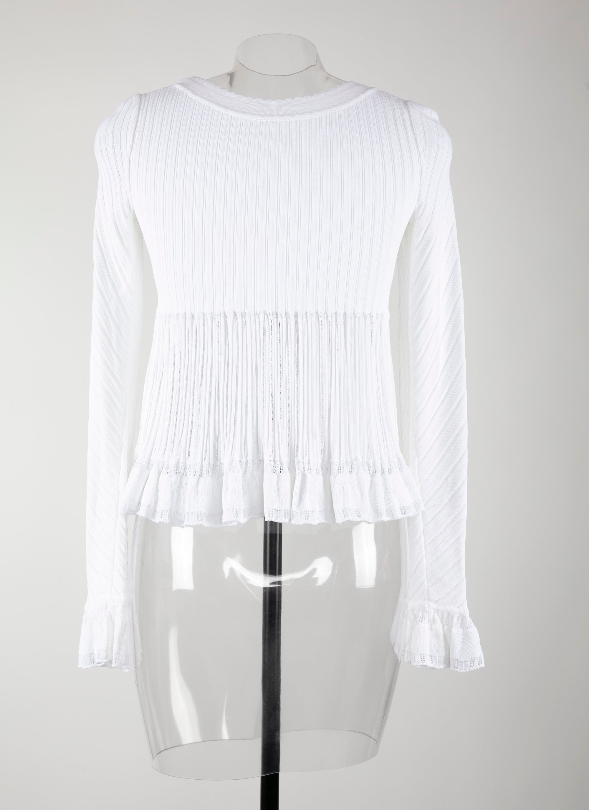 Pull à manches longues Falbalas en maille - Blanc