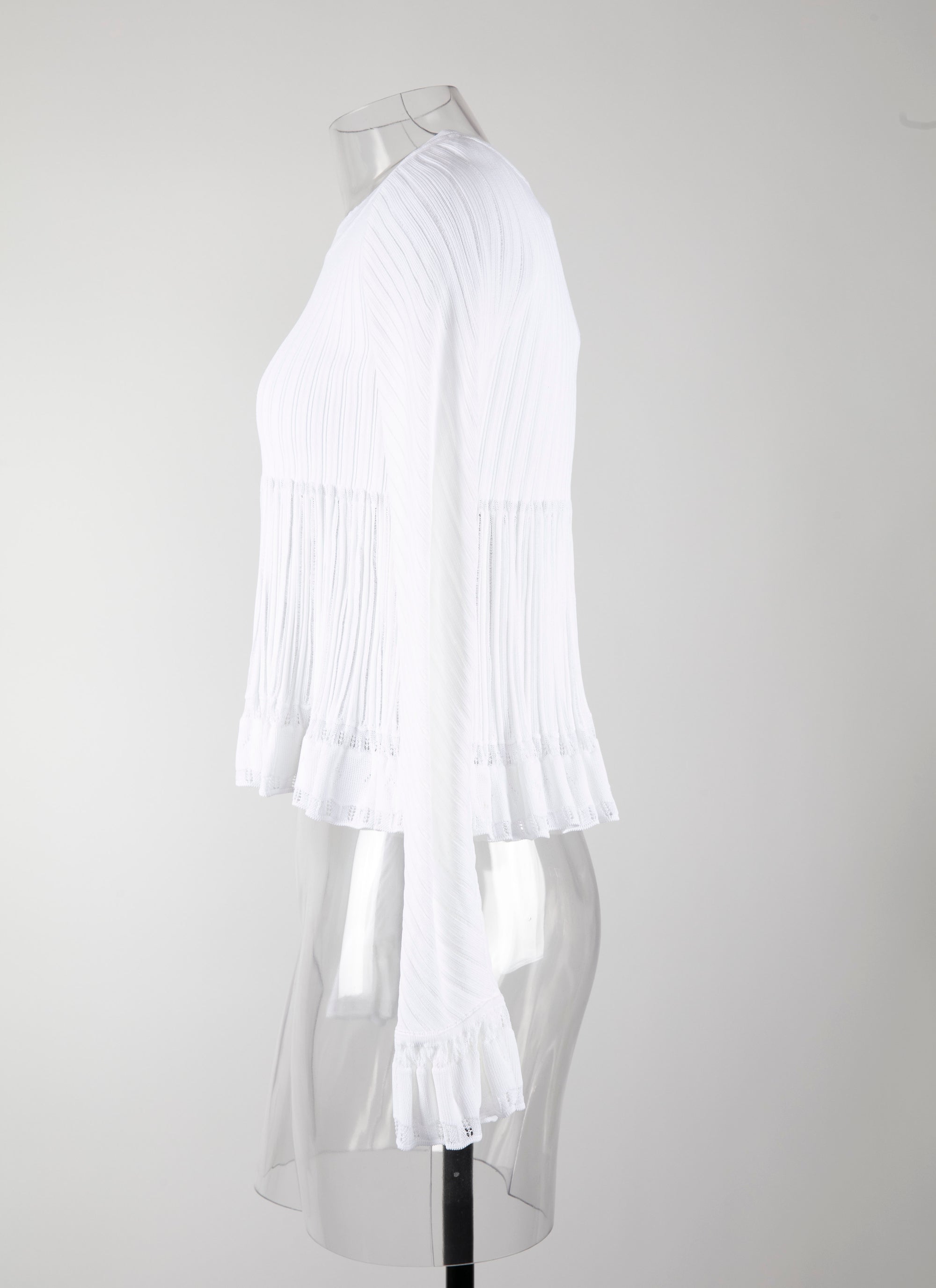 Pull à manches longues Falbalas en maille - Blanc
