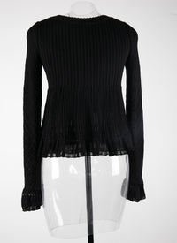 Pull à manches longues Falbalas en maille - Noir