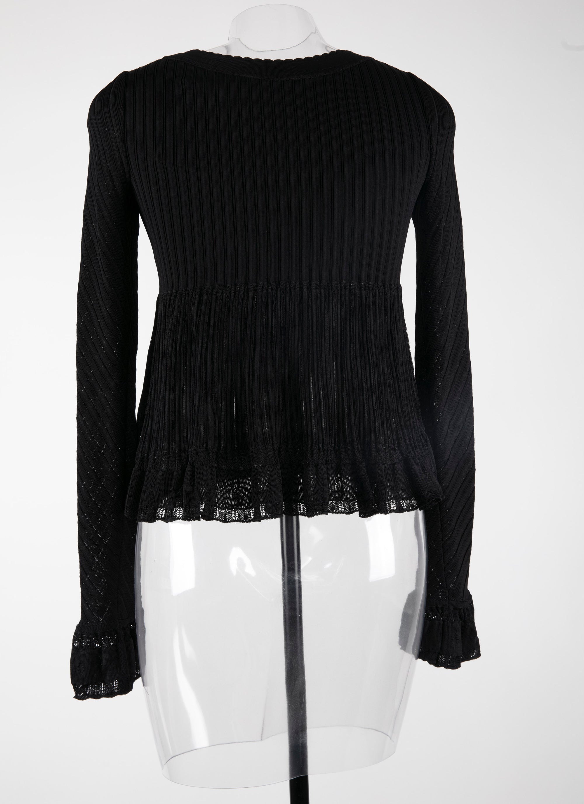 Pull à manches longues Falbalas en maille - Noir