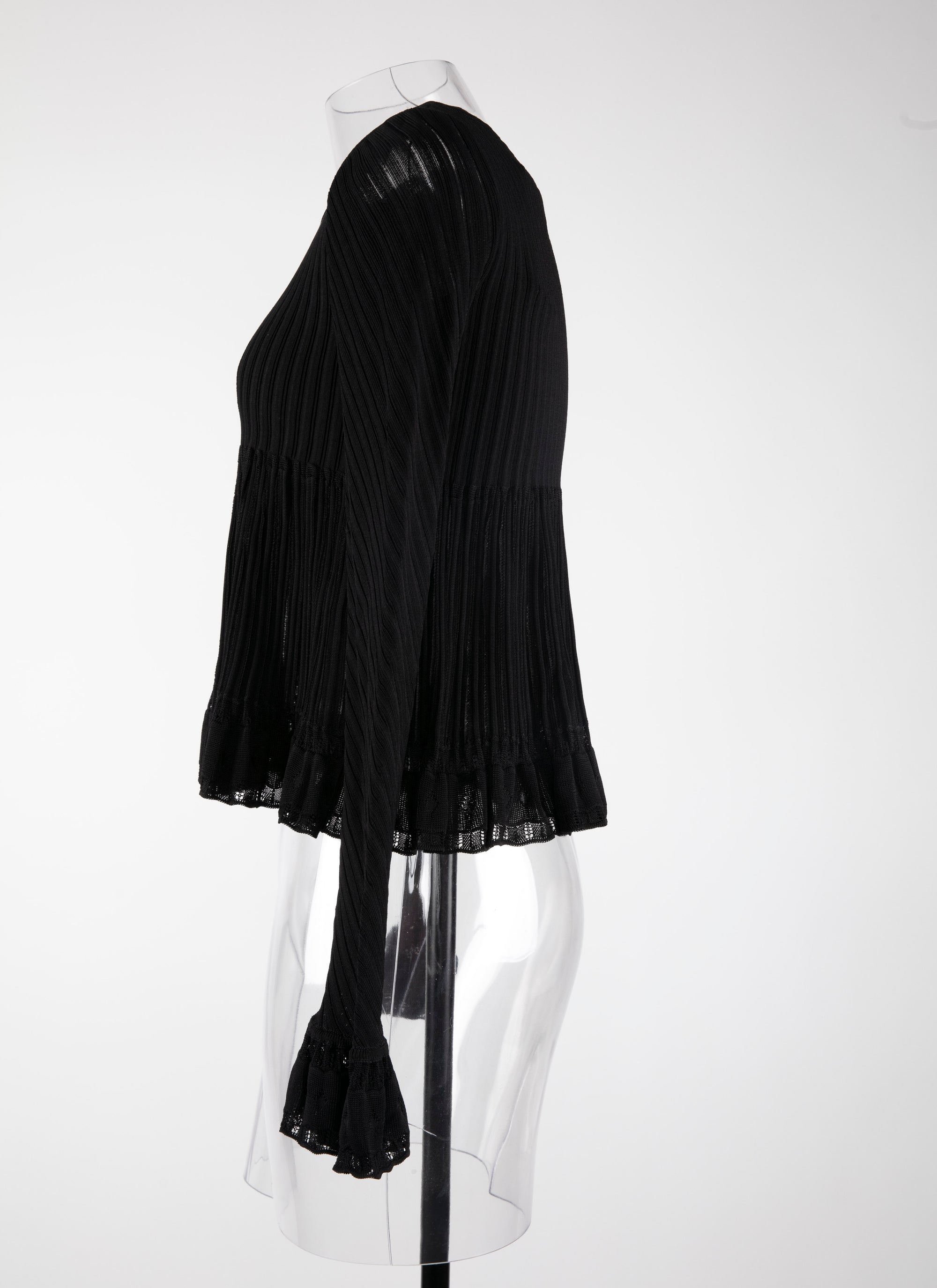 Pull à manches longues Falbalas en maille - Noir