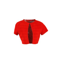 Cardigan à manches courtes Brocart en maille - Ecarlate