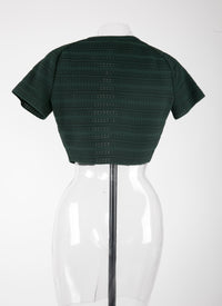 Cardigan à manches courtes Brocart en maille - Vert Imperial