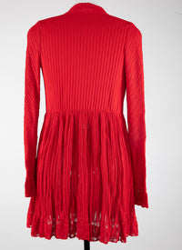 Knitted Falbalas long sleeve cardigan - Scarlet
