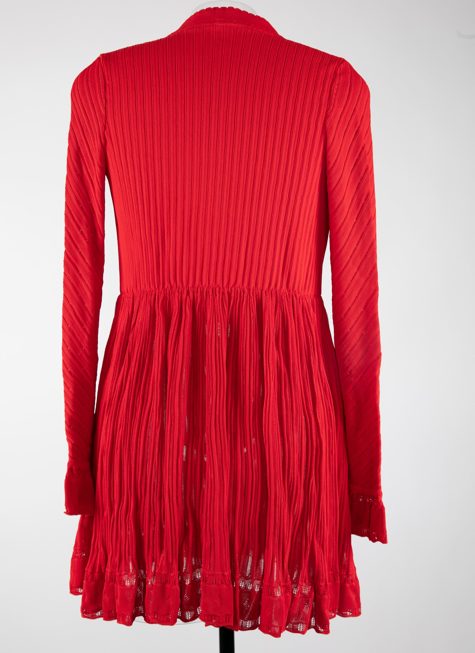 Knitted Falbalas long sleeve cardigan - Scarlet