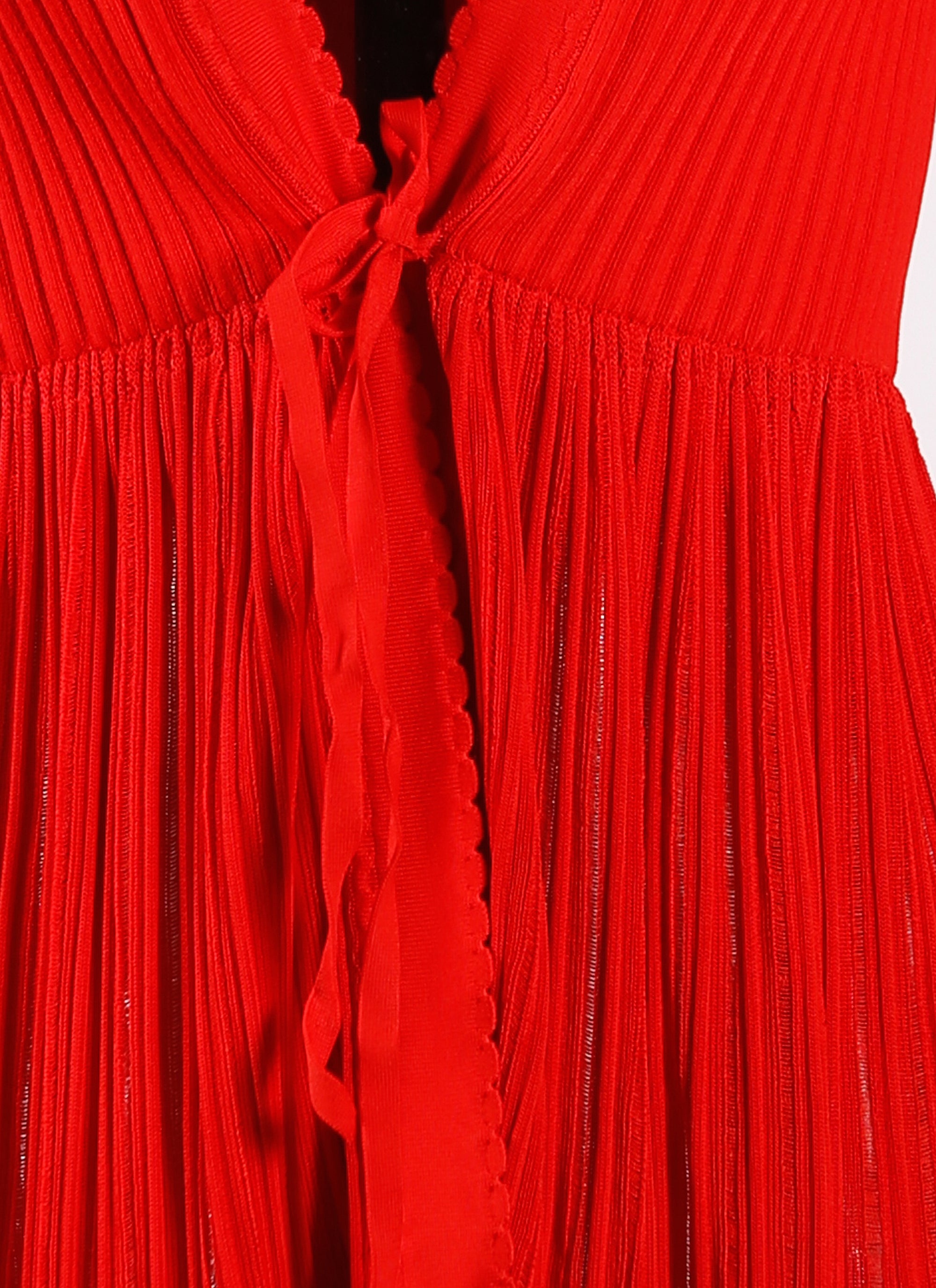 Knitted Falbalas long sleeve cardigan - Scarlet