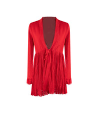 Knitted Falbalas long sleeve cardigan - Scarlet