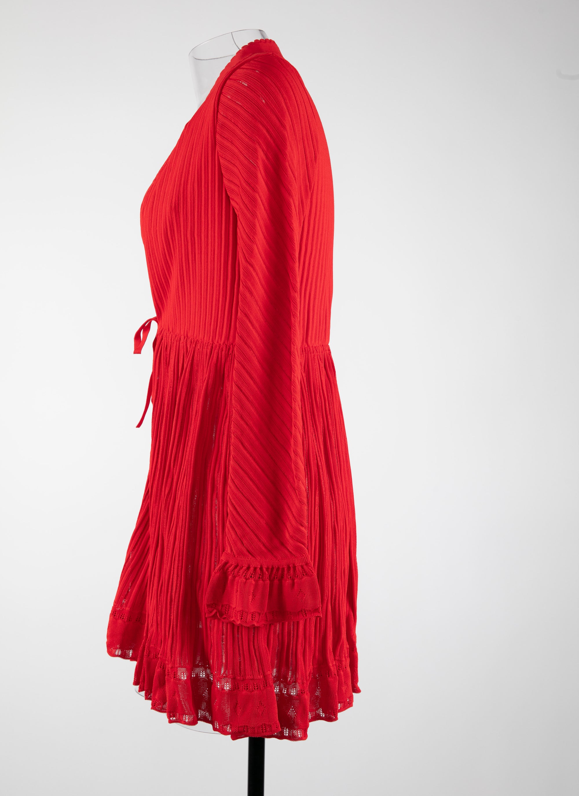 Knitted Falbalas long sleeve cardigan - Scarlet