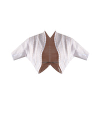 Bolero à manches courtes Pagode en maille - Blanc & Chair