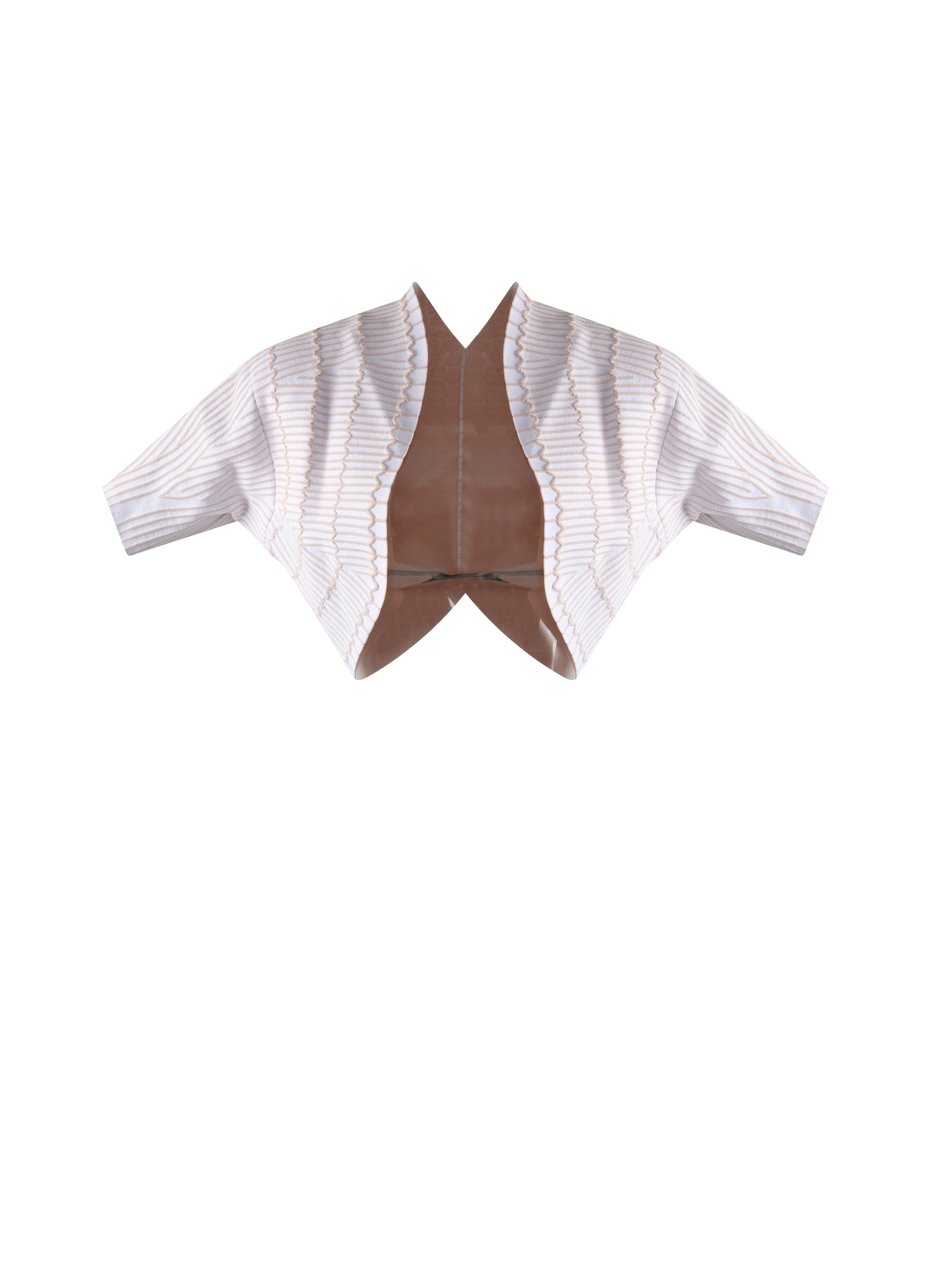 Bolero à manches courtes Pagode en maille - Blanc & Chair