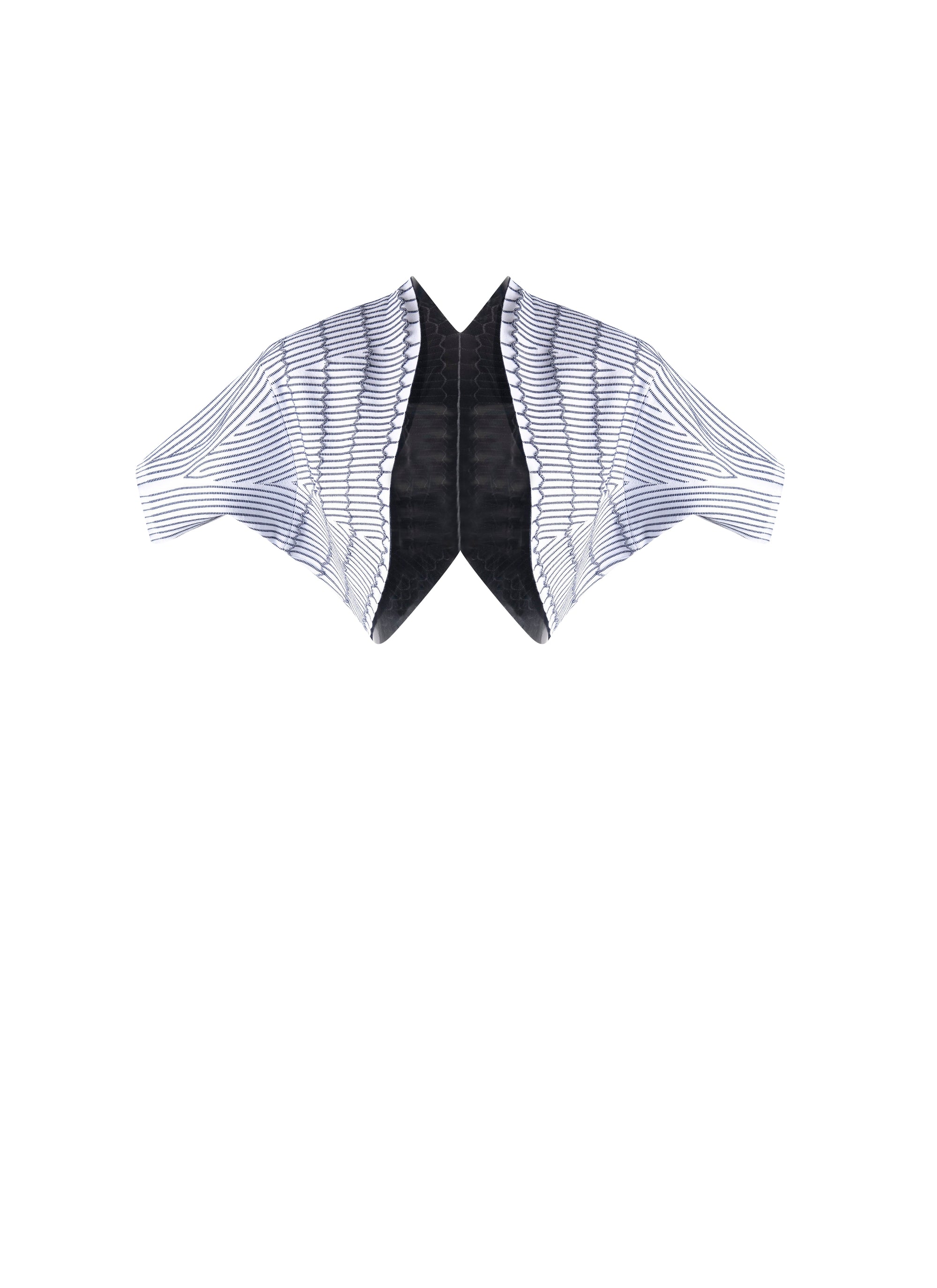 Bolero à manches courtes Pagode en maille - Blanc & Bleu