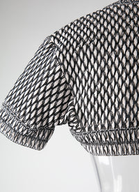 Knitted short-sleeved Rocaille bolero - Ivory & Black