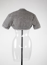 Knitted short-sleeved Rocaille bolero - Ivory & Black