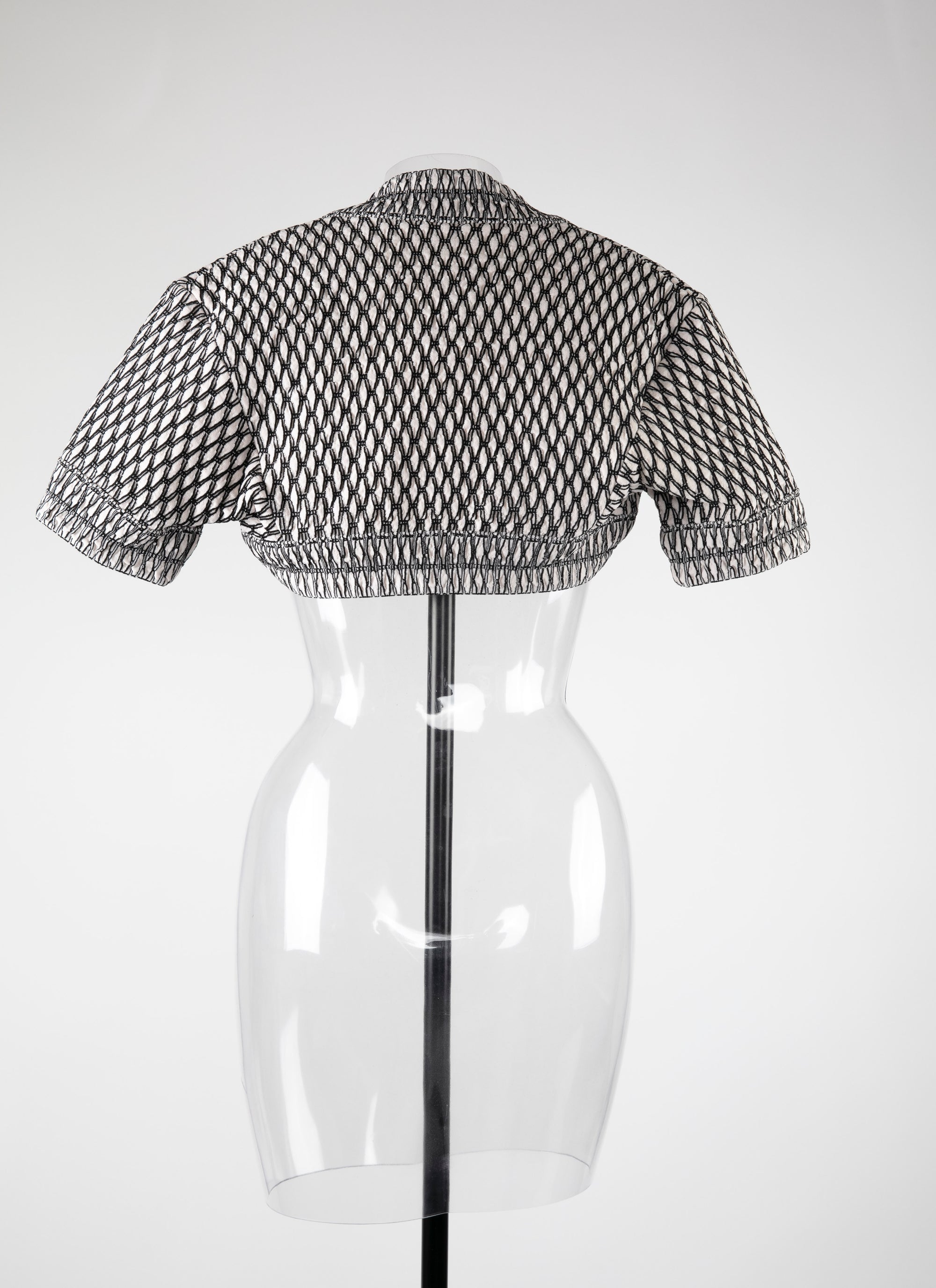 Knitted short-sleeved Rocaille bolero - Ivory & Black