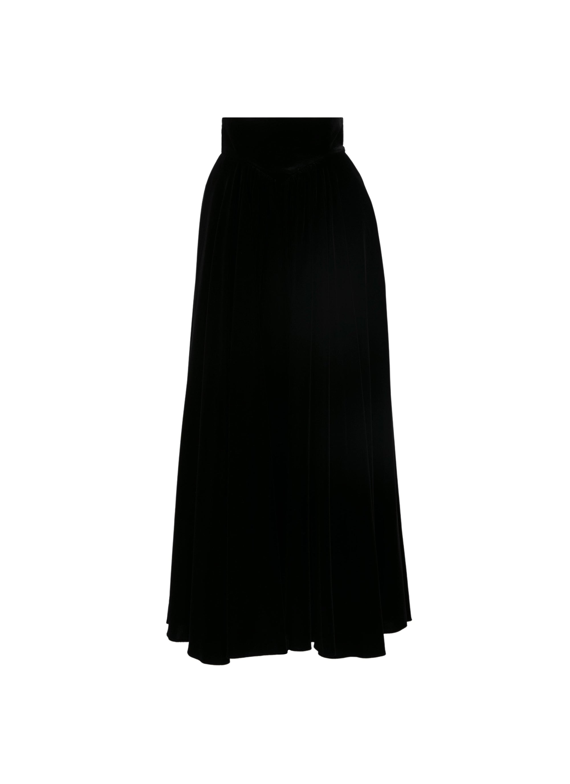 Long skirt in velvet - Black