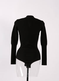 Body boutonné à manches longues Supreme en laine - Noir
