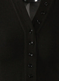 Body boutonné à manches longues Supreme en laine - Noir