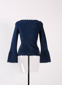 Pull à manches longues Croisée en maille - Marine