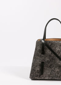 Speckled Mina bag in leather - Black & Beige