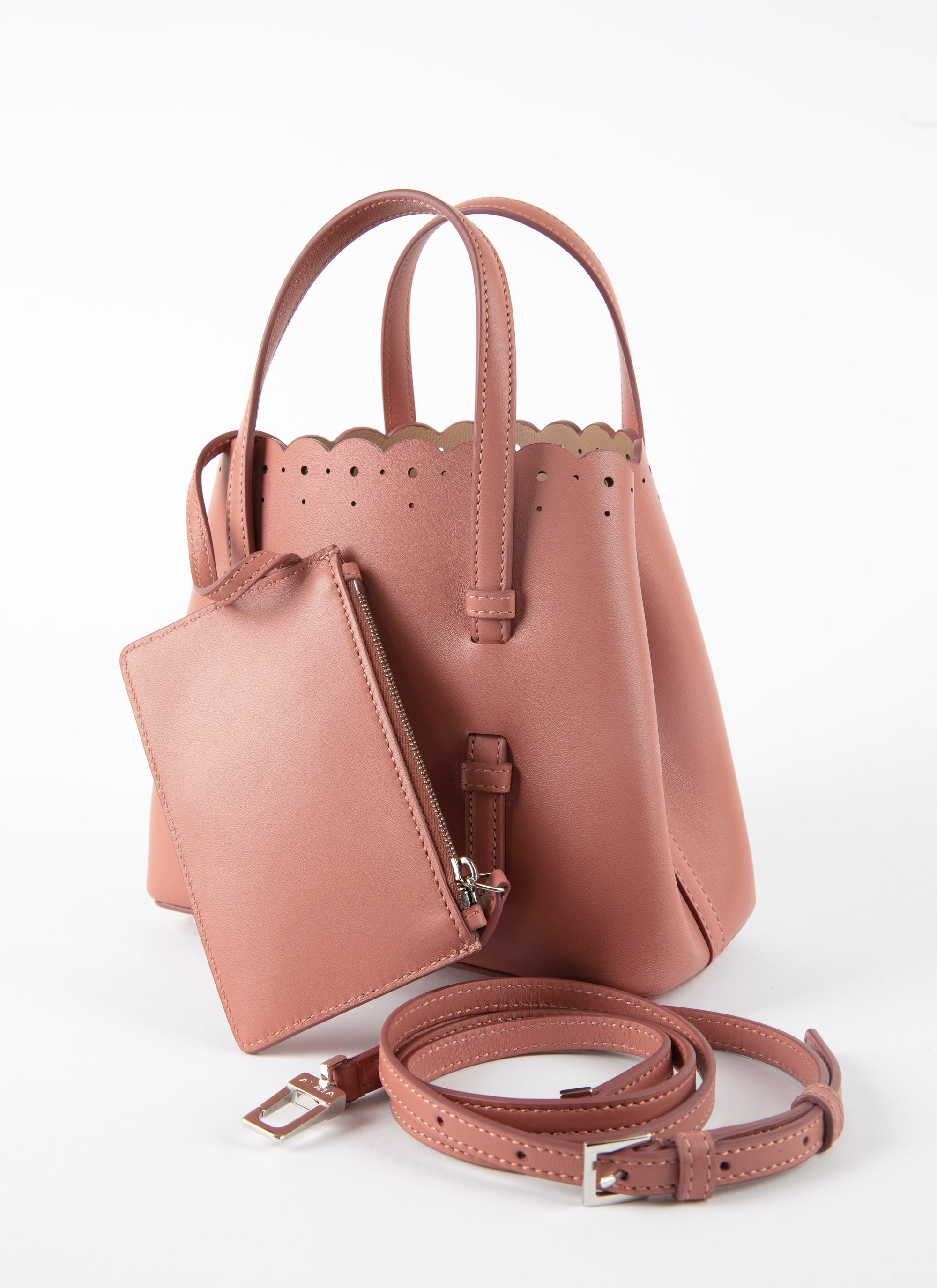 Carrera Fiori mini bag in leather - Powder