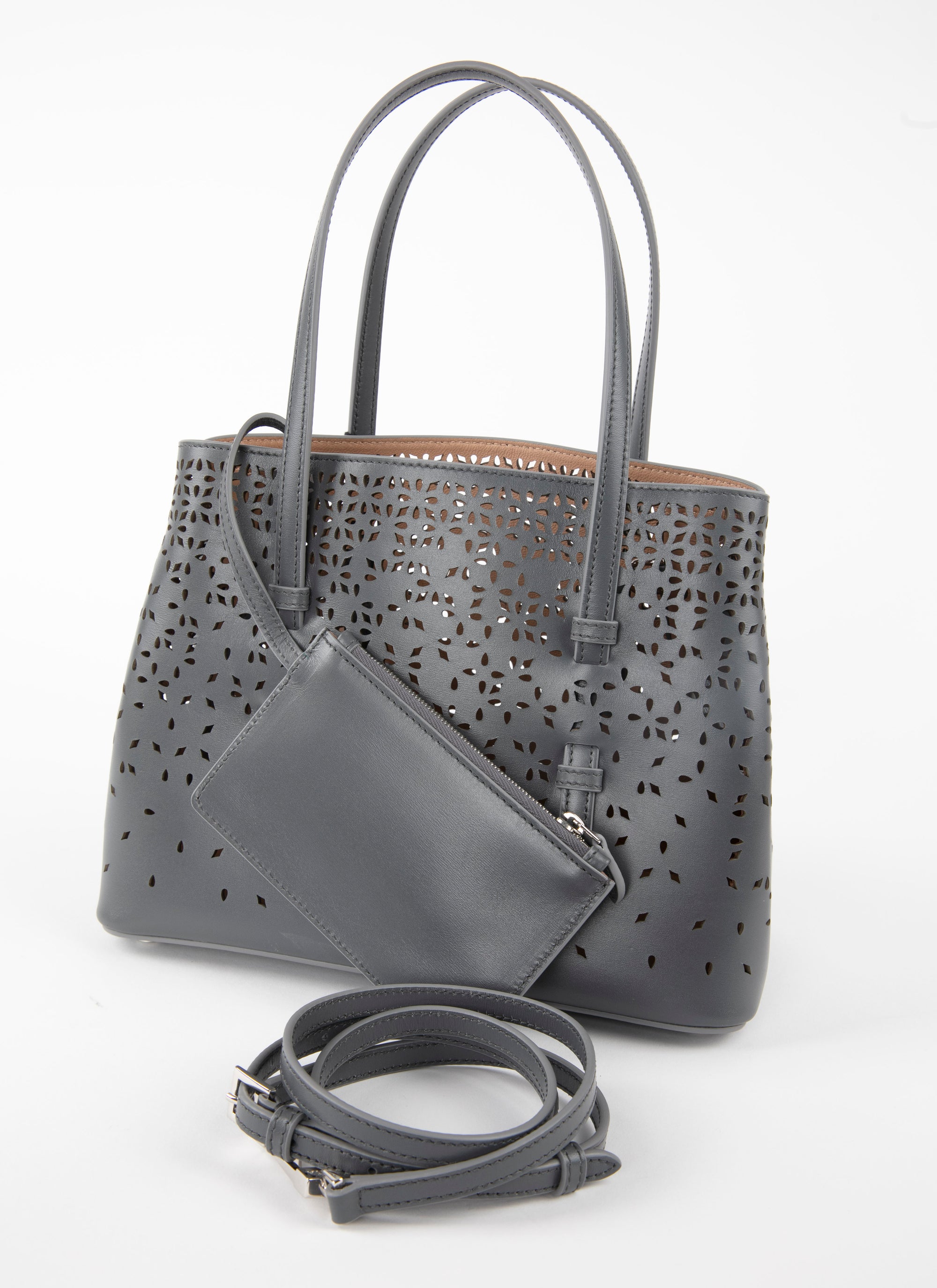 Sac Mina Bolivia Fiori en cuir - Cendre