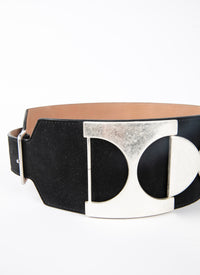 Ceinture plate en cuir suede - Noir