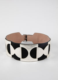 Ceinture plate en cuir suede - Noir