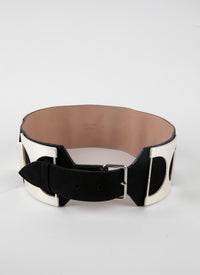 Ceinture plate en cuir suede - Noir