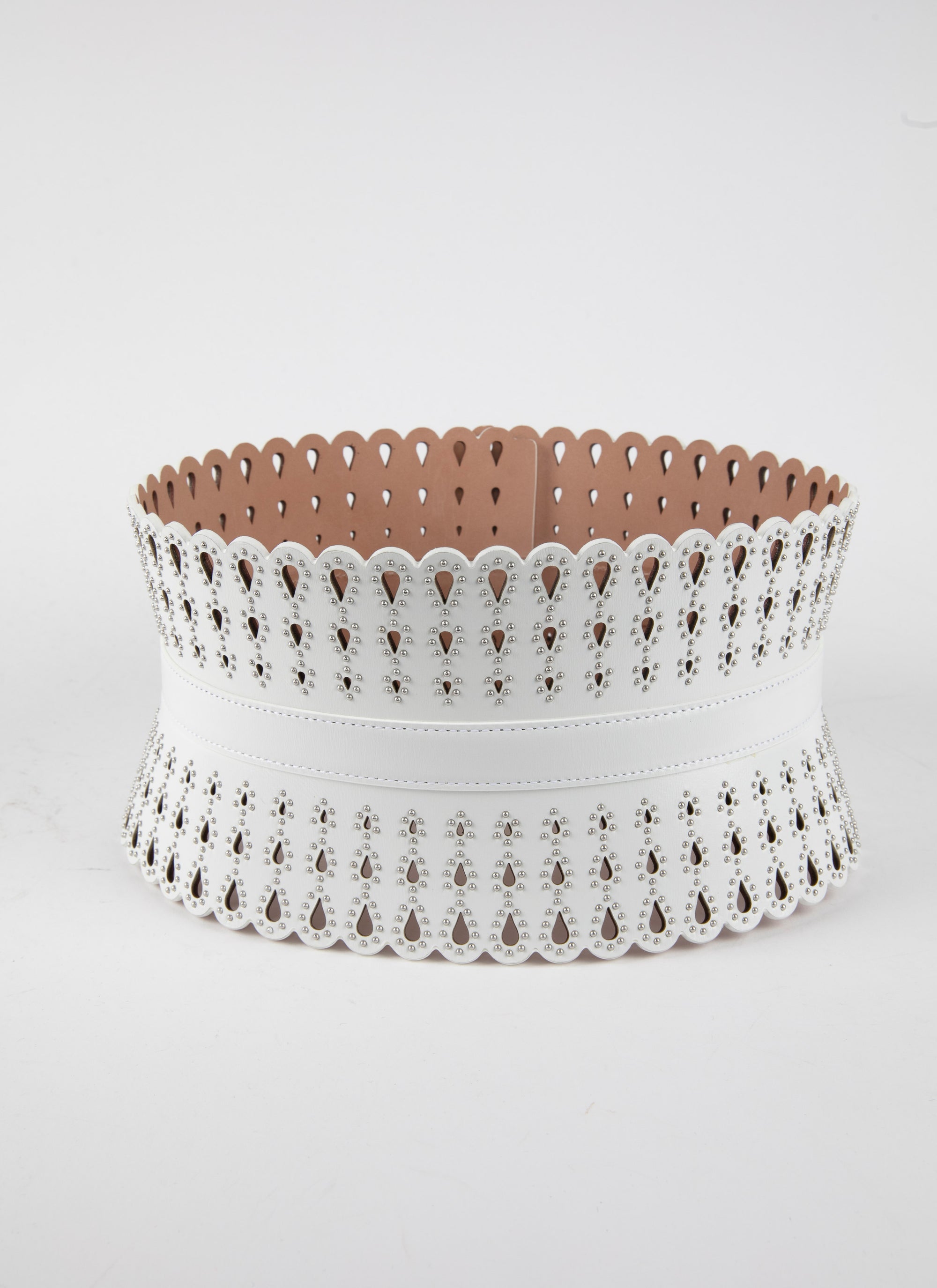 Studded leather corset - Optic White