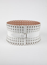 Studded leather corset - Optic White