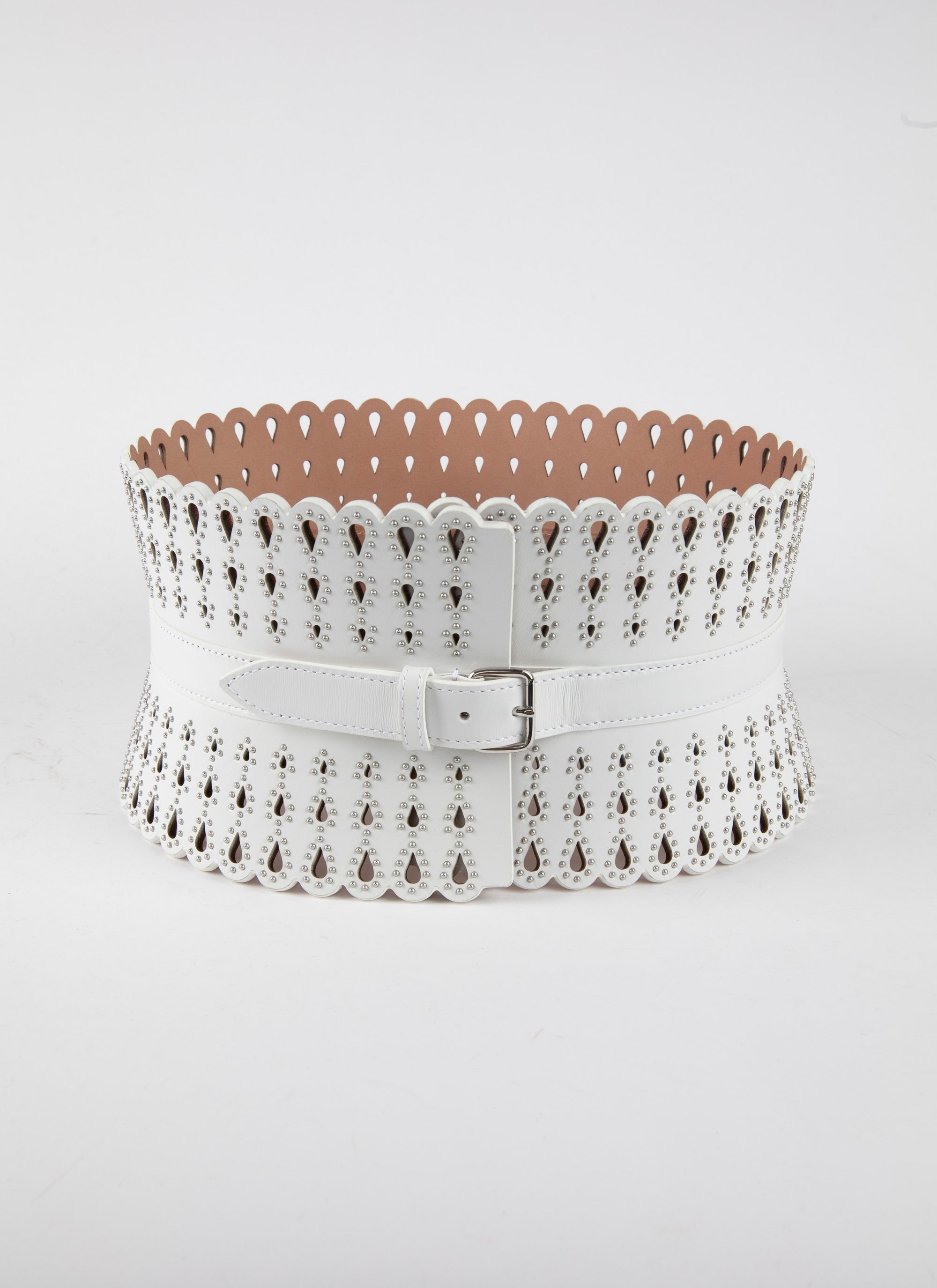 Studded leather corset - Optic White