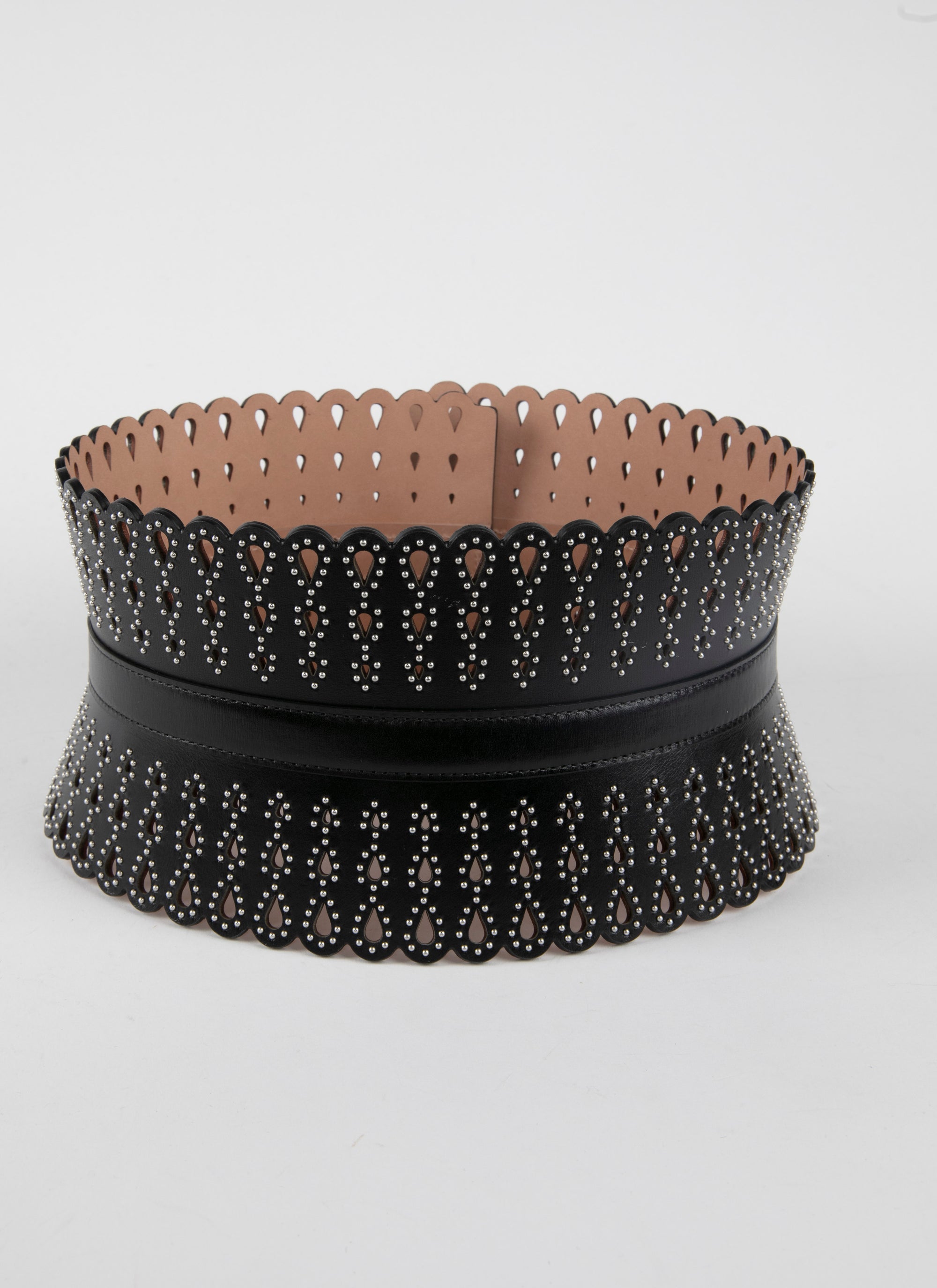 Studded leather corset - Black