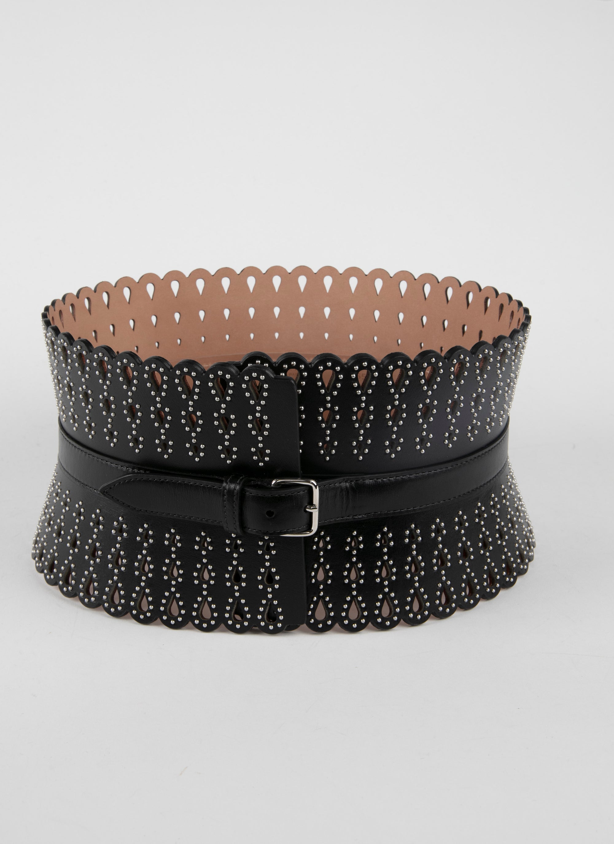 Studded leather corset - Black