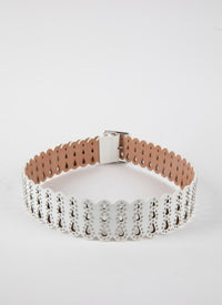 Ceinture plate à clous en cuir - Blanc Optique