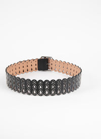 Ceinture plate à clous en cuir - Noir