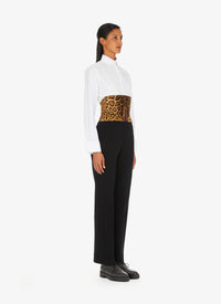 Cheetah print leather corset belt - Mordor & Black