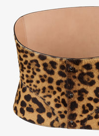 Cheetah print leather corset belt - Mordor & Black