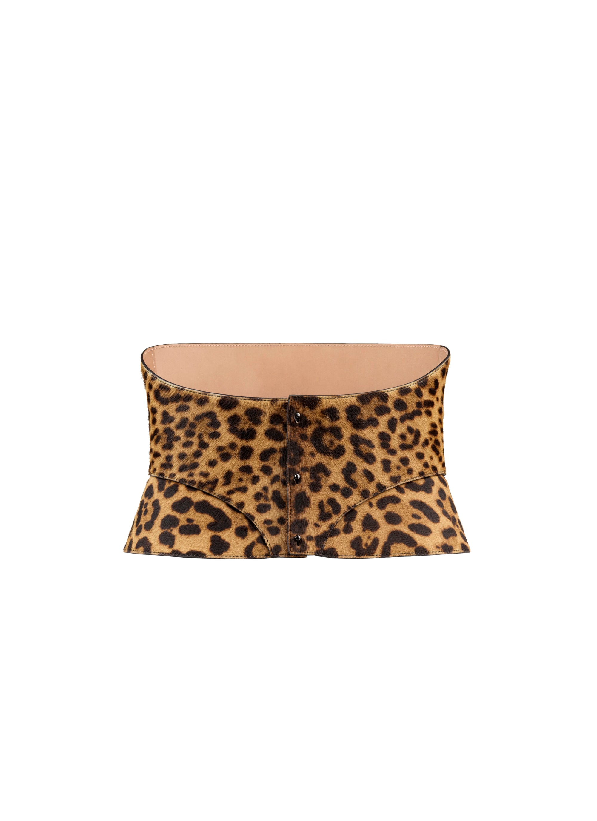 Cheetah print leather corset belt - Mordor & Black