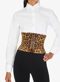 Cheetah print leather corset belt - Mordor & Black