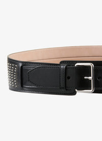 Ceinture cloutée en cuir - Noir