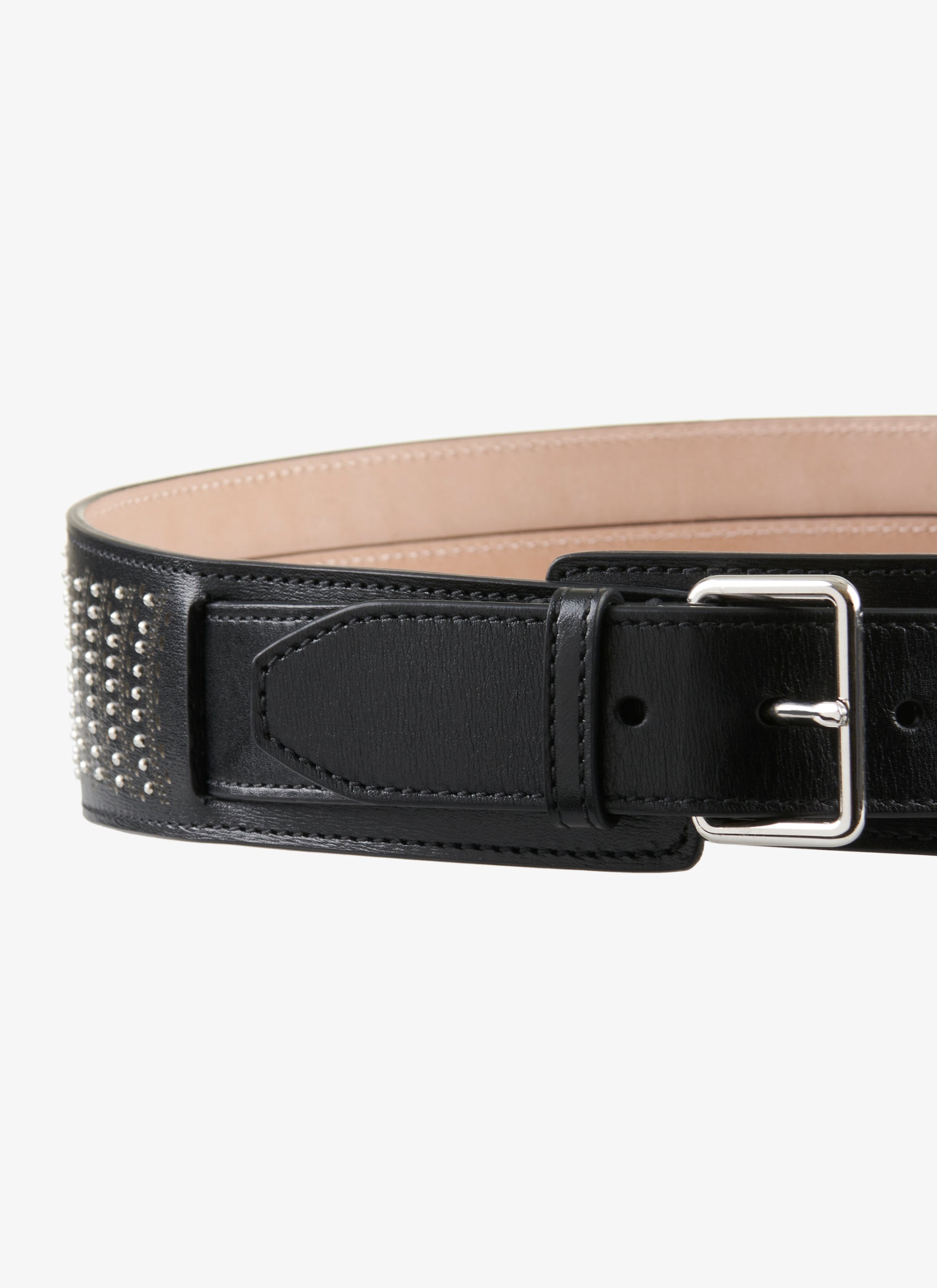 Ceinture cloutée en cuir - Noir