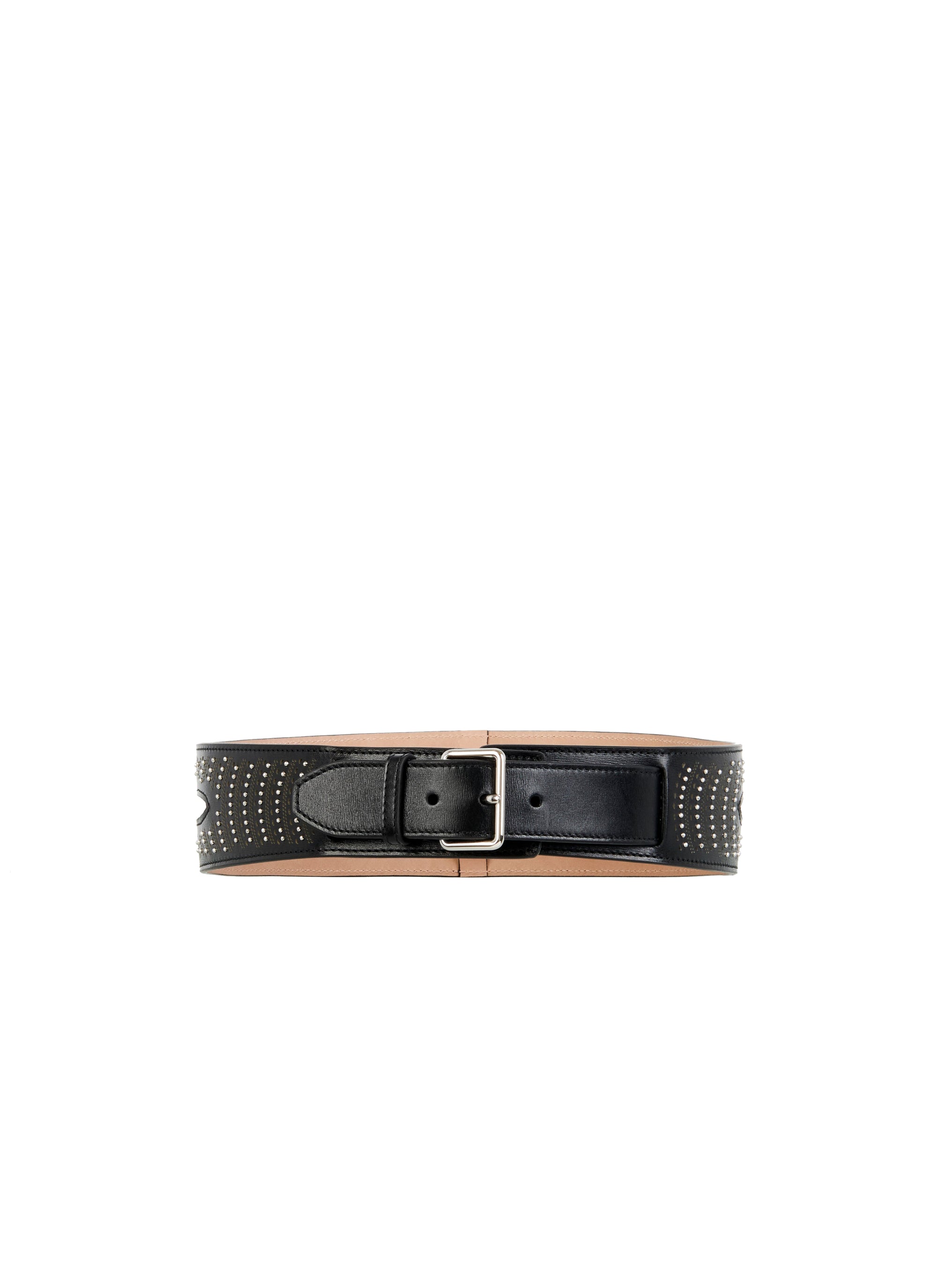 Ceinture cloutée en cuir - Noir