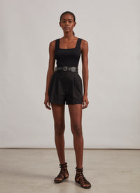 Ceinture cloutée en cuir - Noir