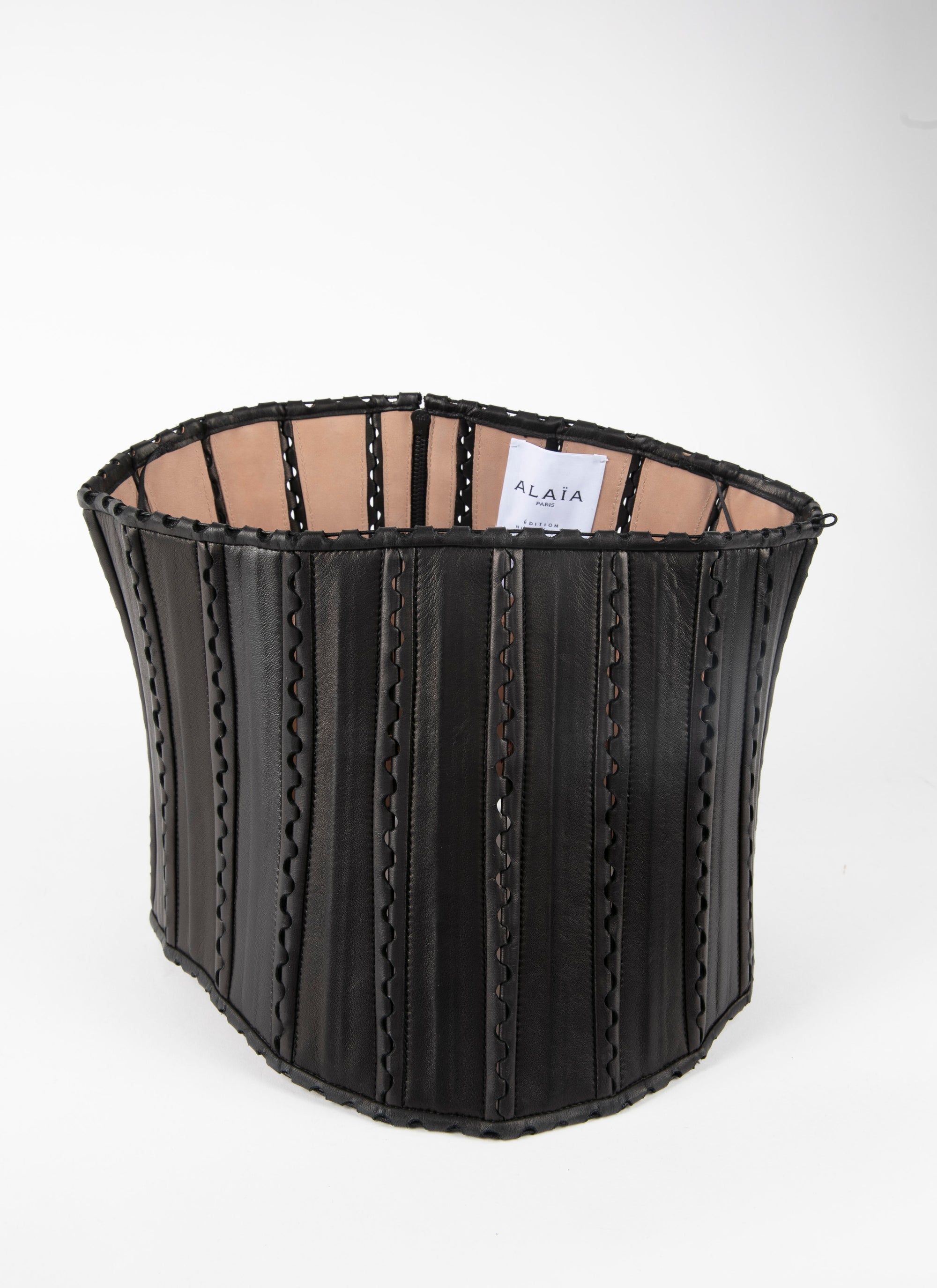 Hinge diving corset in leather - Black