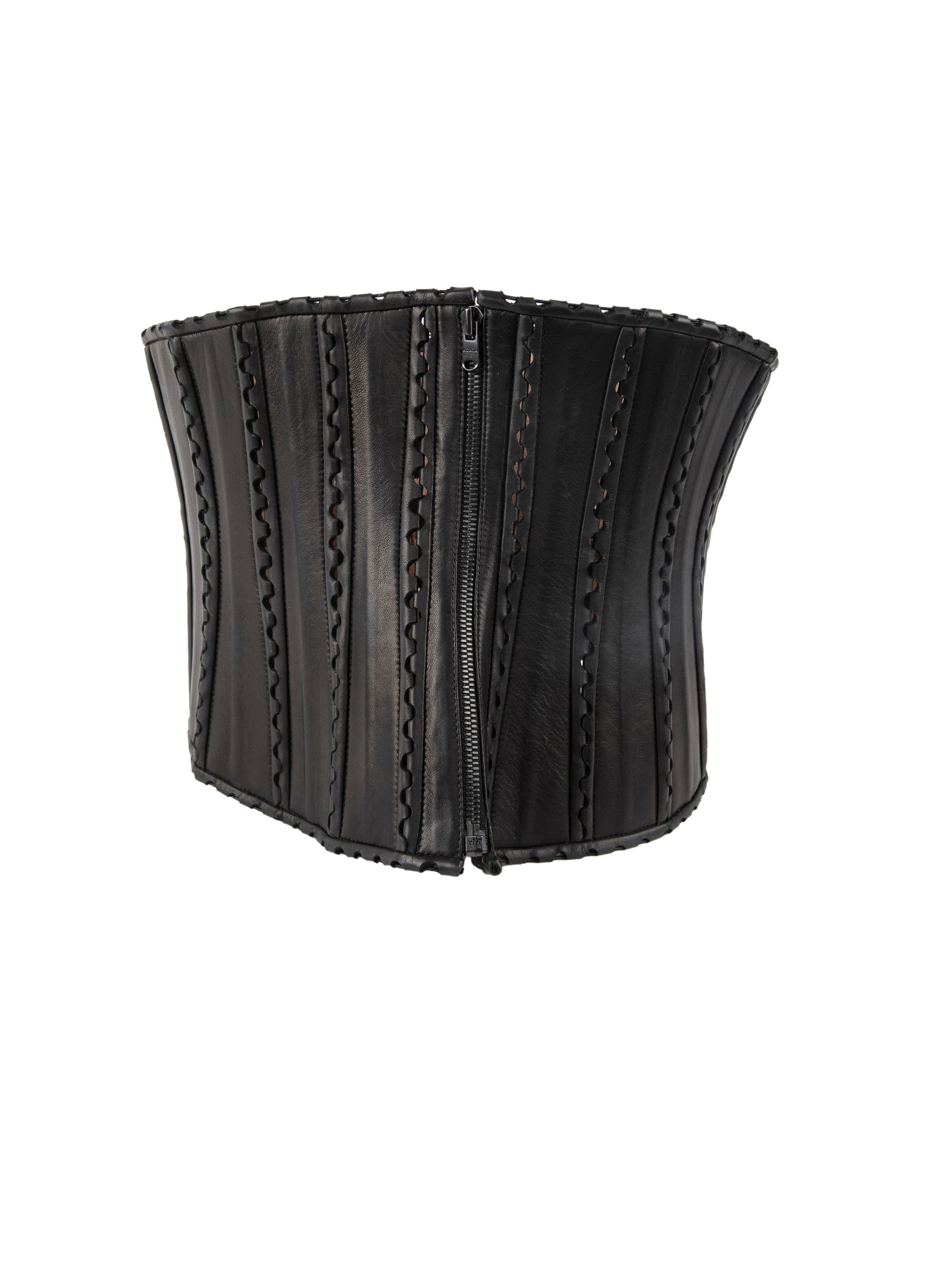 Hinge diving corset in leather - Black