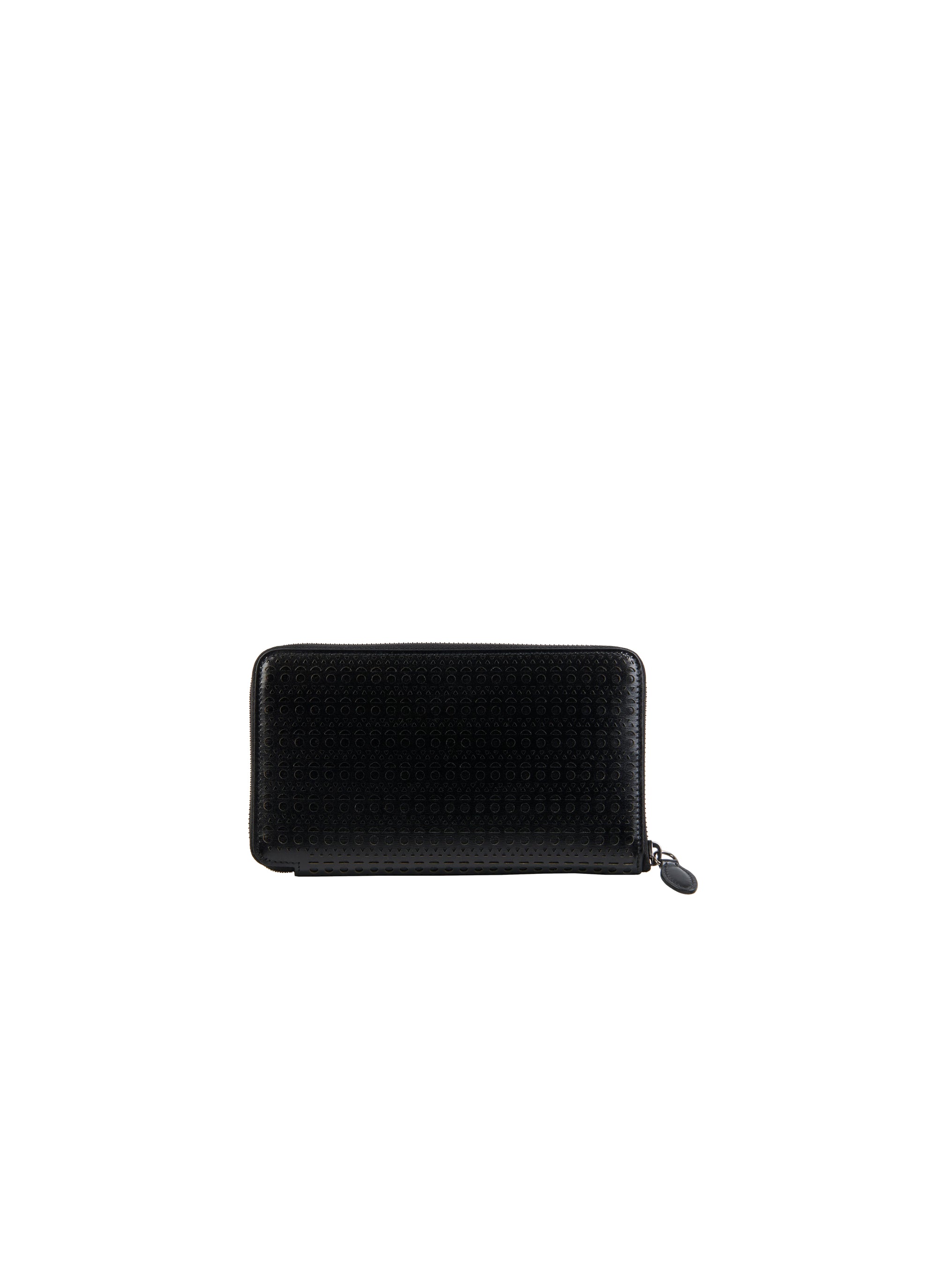 Zipped openwork wallet in leather - Black