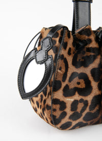 Sac Rose Marie imprimé guepard en cuir - Mordore & Noir