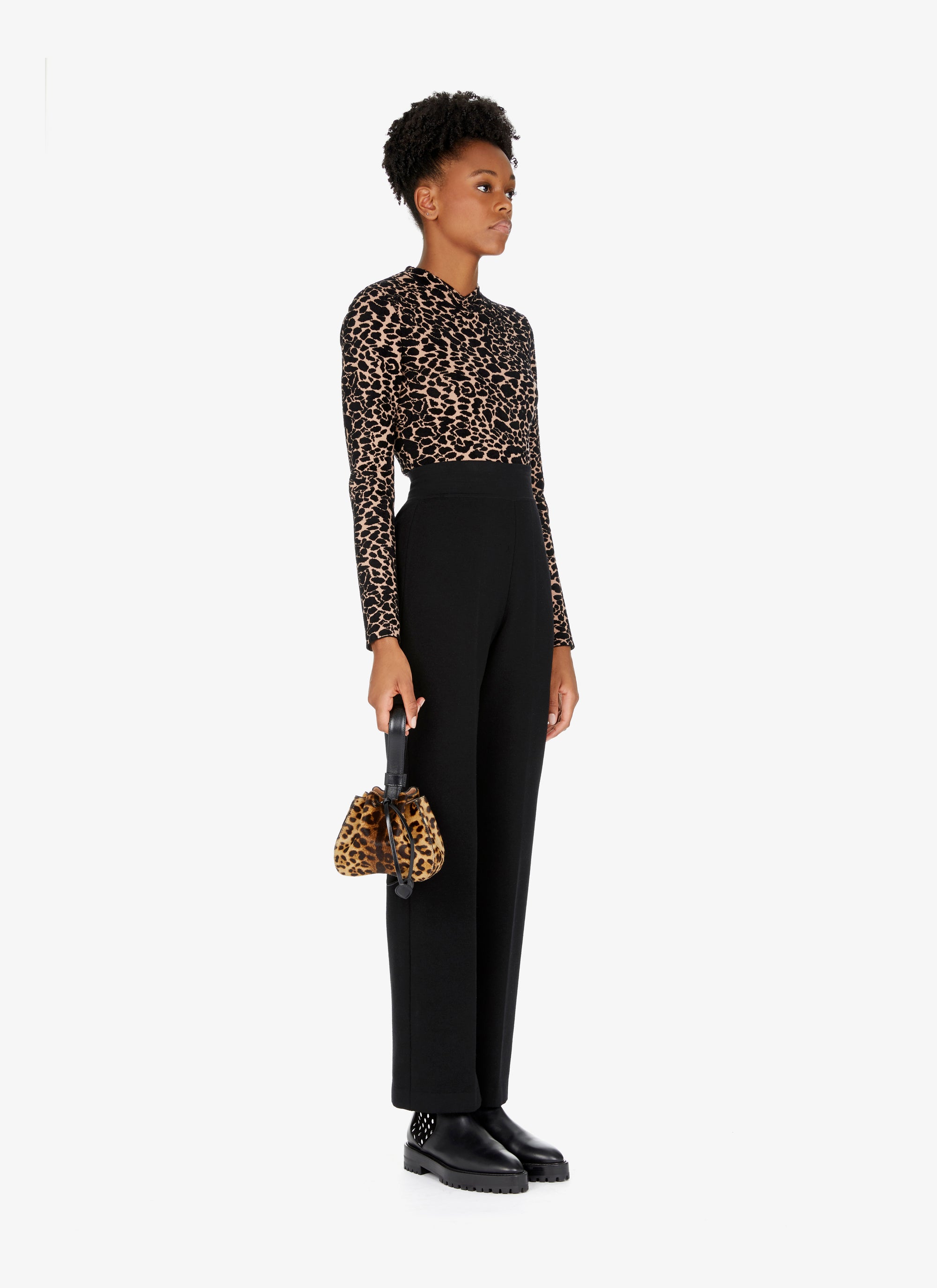 Sac Rose Marie imprimé guepard en cuir - Mordore & Noir